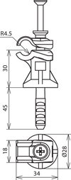 DEHNfix cond. holder Cu plastic brown f. Rd 6-10mm H 30mm w. impact dowel 8x45