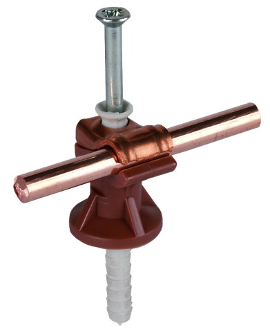 DEHNfix cond. holder Cu plastic brown f. Rd 6-10mm H 30mm w. impact dowel 8x45