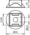 Plastic base grey H 10mm D 35mm f. conductor and rod holders