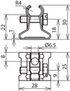 Conductor holder with claw f. Rd 6-10mm StSt with fixing bore D 6.5mm
