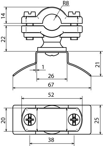 Rod holder PA f. Rd 16mm w. fixing part StSt f. tensioning strap 14x0.3mm – Görsel 2 / 2