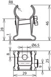 Rod holder with claw StSt for Rd 13-16mm for wall mounting, hole 6.5mm