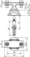 Conductor holder StSt f. Fl 30mm/Rd6-10mm with wood screw and plastic dowel D 8mm