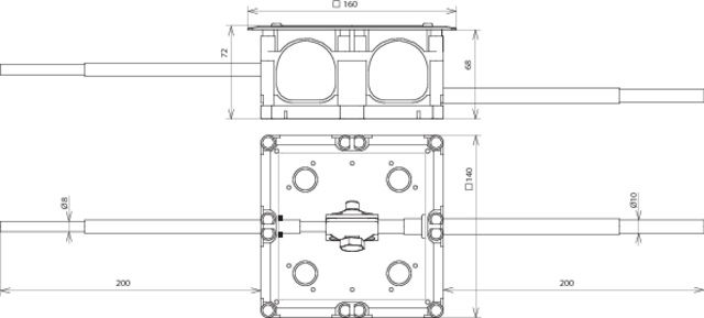 Test joint box 160x160x68mm with terminal lugs Rd 8/10mm L 200mm – Görsel 2 / 2
