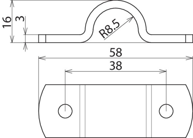 Cleat Al for Rd16 distance of bores 38 mm, 2xM6 – Görsel 2 / 2