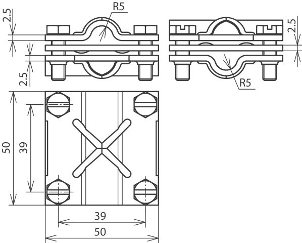 Cross unit St/tZn f. Rd 8-10/8-10mm Rd 8-10/Fl 30mm Fl 30/30mm, interm. pl. – Görsel 2 / 2
