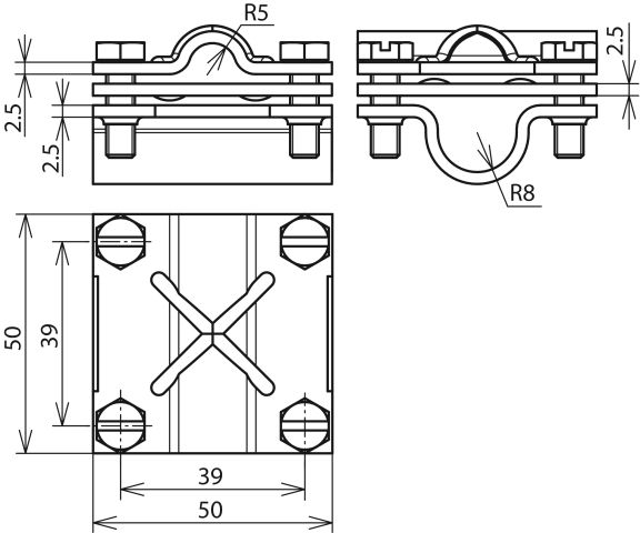 Cross unit St/tZn f. Rd 16/8-10mm - Rd 16/Fl 30mm w. intermediate plate – Görsel 2 / 2