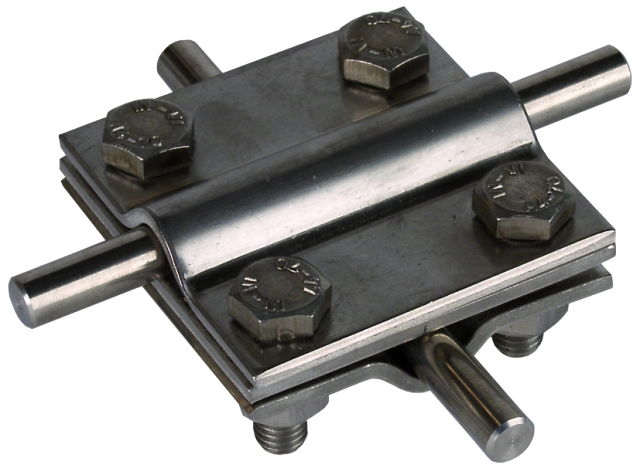 Cross unit StSt(V4A) Rd 8-10/8-10mm Rd 8-10/Fl 30mm-Fl 30/30mm, interm. pl.