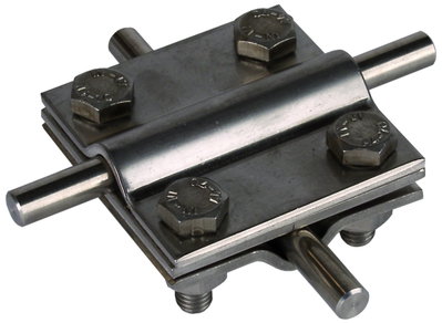 Cross unit StSt(V4A) Rd 8-10/8-10mm Rd 8-10/Fl 30mm-Fl 30/30mm, interm. pl.