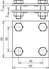 Cross unit StSt (V4A) f. Fl 30/30mm Dim. 60x60mm w/o intermediate plate