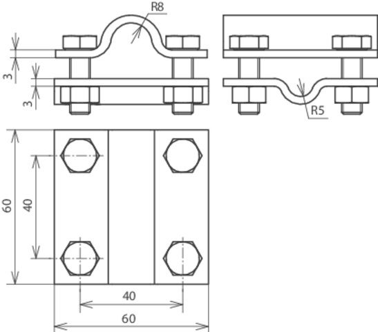 Cross unit St/tZn f. Rd 8-10/16mm - Rd 16/Fl 30mm without intermediate plate – Görsel 2 / 2