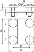 Cross unit StSt (V4A) f. Rd 8-10/Fl 30mm Fl 30/30mm without intermediate plate