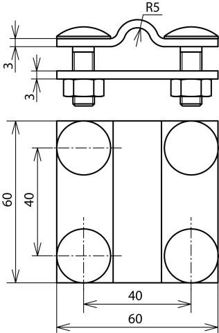 Cross unit StSt (V4A) f. Rd 8-10/Fl 30mm Fl 30/30mm without intermediate plate – Görsel 2 / 2