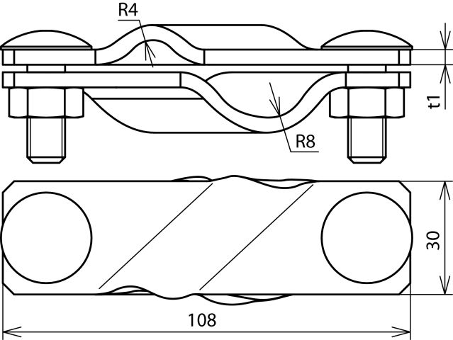 SV clamp St/tZn f. Rd 7-10/16mm - Rd 16/Fl 40mm – Görsel 2 / 2
