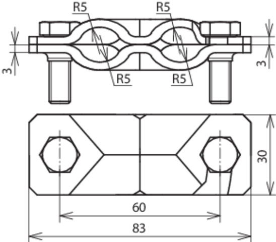 SVP clamp St/tZn f. Rd 8-10/8-10mm - Rd 8-10/Fl 30mm-Fl 30/30mm w/o int. pl. – Görsel 2 / 2