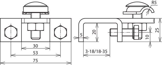 Clamp StSt, horizontal type, f. profiles 3-18mm with clamping frame – Görsel 2 / 2
