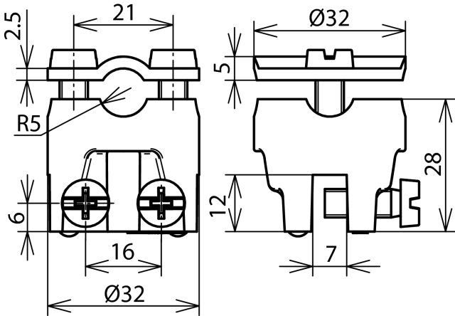 Saddle clamp ZDC clamping range 0.7-6mm w. two-screw cleat for Rd 7-10mm – Görsel 2 / 2