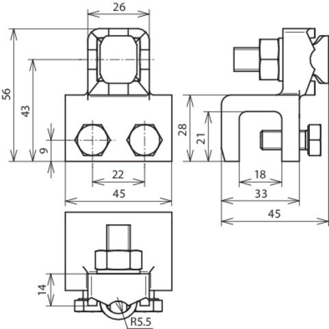 Connection clamp MCI/tZn clamping range Fl 8-18mm with KS screw for Rd 7-10mm – Görsel 2 / 2