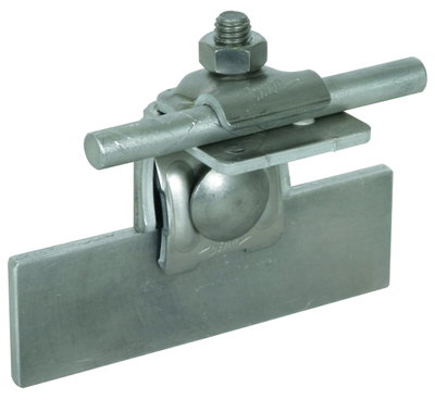 Saddle clamp Al clamping range 0.7-8mm, angled, w. clamping frame for Rd 6-10mm