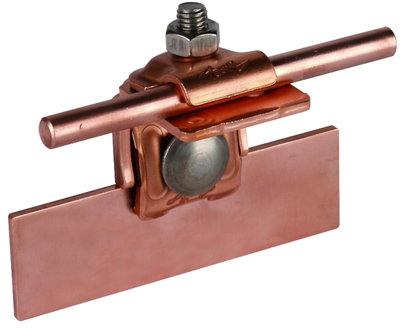 Saddle clamp Cu clamping range 0.7-8mm, angled, w. clamping frame for Rd 6-10mm
