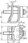 Gutter clamp Al for bead 16-22mm with double cleat for Rd 8-10mm