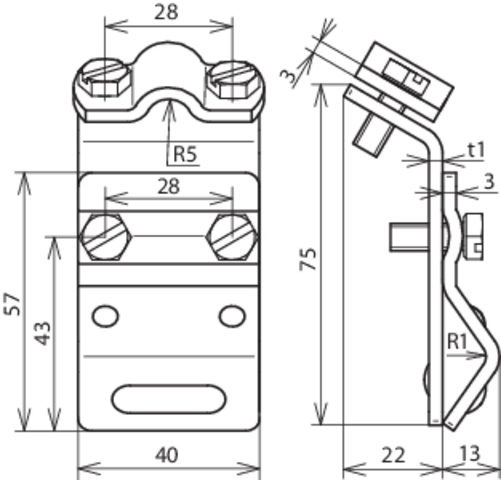 Gutter clamp St/tZn f. bead 13-25mm with two-screw cleat for Rd 7-10mm – Görsel 2 / 2