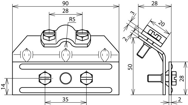 Snow guard clamp St/tZn, clamping range 3-13mm with cleat for Rd 7-10mm – Görsel 2 / 2