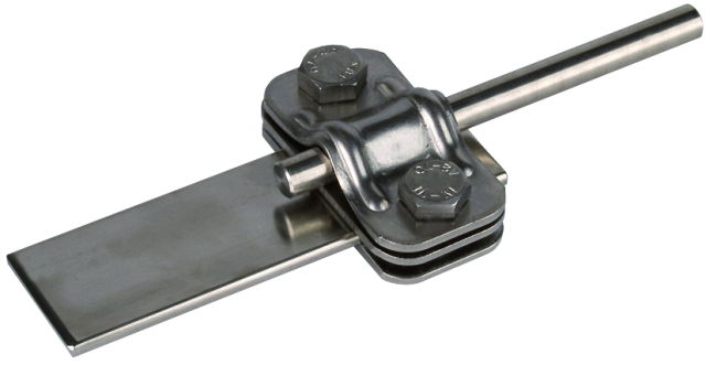 UNI disconnecting clamp, StSt with intermediate plate for Rd 8-10/Fl 30mm