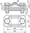 UNI disconnecting clamp, StSt with intermediate plate for Rd 8-10/Fl 30mm
