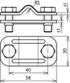 UNI disconnecting clamp, StSt for Rd 8-10/Fl 30mm