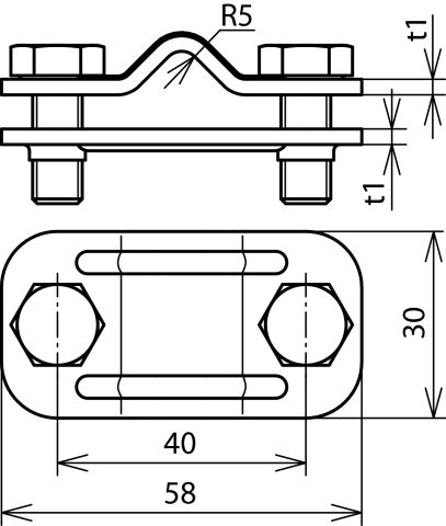 UNI disconnecting clamp, StSt for Rd 8-10/Fl 30mm – Görsel 2 / 2