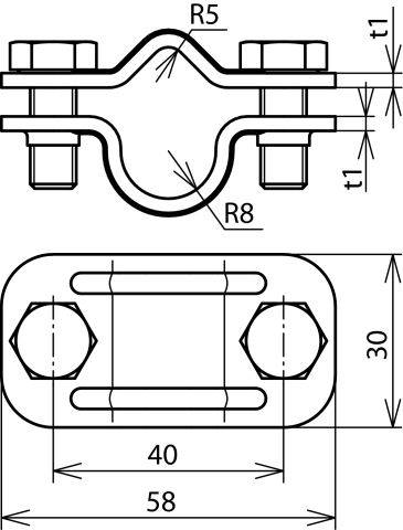 UNI disconnecting clamp, StSt for Rd 16/8-10mm – Görsel 2 / 2