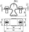 Rod holder StSt with M8 thread f. Rd 16mm