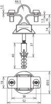 Rod holder StSt f. Rd 16mm with wood screw and plastic dowel D 8mm