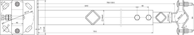 Wall mount. bracket St/tZn-StSt f. pipes D 40-50mm adjust. wall dist. 700-1300mm – Görsel 2 / 2