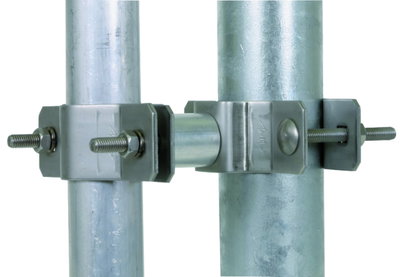Fixing clamp for pipes D 40mm w. spacer 35mm for supp. tubes D 45-65mm StSt