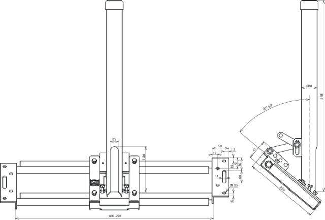Conduct. holder f. rafters f. distance 600-750mm w. tube 48mm f. HVI Cond. – Görsel 2 / 2