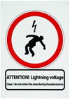 Warning sign 210x297x0.7mm GER/ENG Achtung Blitzsp. / Attention Lightn.