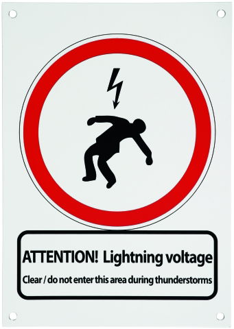 Warning sign 210x297x0.7mm GER/ENG Achtung Blitzsp. / Attention Lightn.