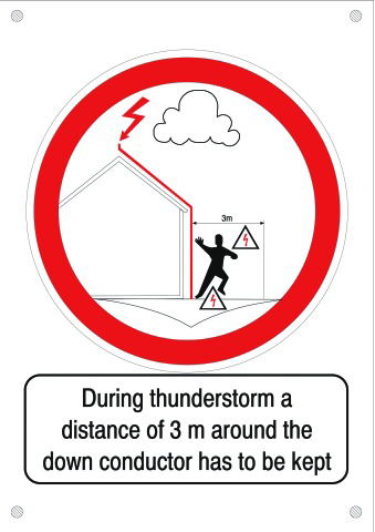 Warning sign 297x210x0.7mm Al Bei Gewitter ist der Aufenthalt ...