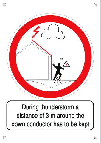 Warning sign 297x210x0.7mm Al Bei Gewitter ist der Aufenthalt ...