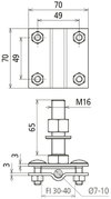 Clamp f. fixed earthing terminal M16 f. Rd 7-10/Fl30-40mm StSt (V4A)