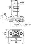 Terminal for fixed earthing point M10 f. Rd 8-10/Fl 30mm StSt (V4A)
