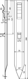 Spacer, St/tZn, straight type L 280mm for Rd 8-10mm, Fl -40mm