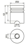 Stainless steel earthing bridge with M16 thread D 50mm H 63mm