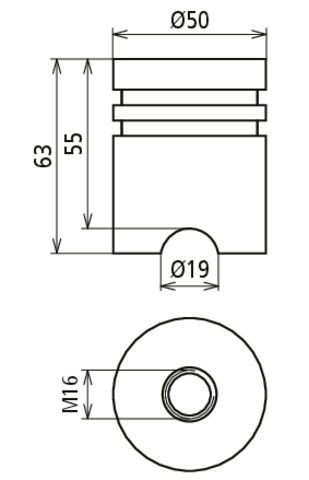 Stainless steel earthing bridge with M16 thread D 50mm H 63mm – Görsel 2 / 2
