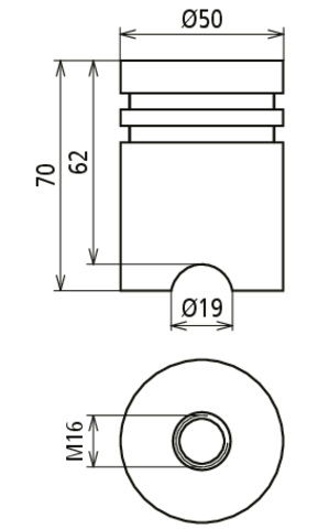 Stainless steel earthing bridge with M16 thread D 50mm H 70mm – Görsel 2 / 2