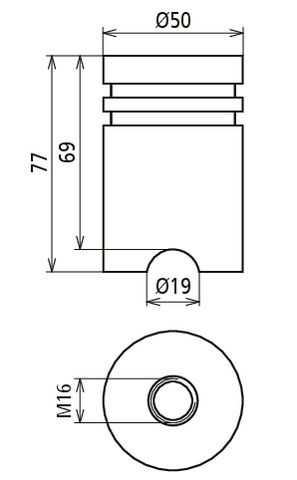 Stainless steel earthing bridge with M16 thread D 50mm H 77mm – Görsel 2 / 2