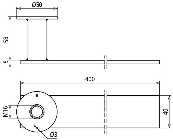 Flat steel earthing bridge, conn. plate with M16 thread D 50mm H 58mm L 400mm – Görsel 2 / 2