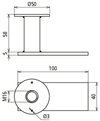 Flat steel earthing bridge, conn. plate with M16 thread D 50mm H 58mm L 100mm